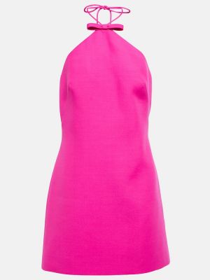 Mini robe en laine en soie en crêpe Valentino rose
