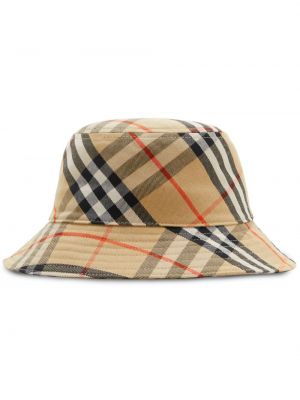 Kockovaný klobúk Burberry béžová