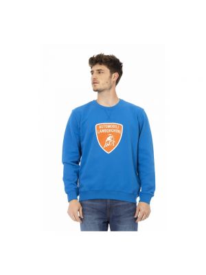 Sweter bawełniany z nadrukiem Automobili Lamborghini niebieski