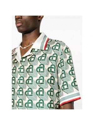 Camisa de seda con estampado con corazón Casablanca verde