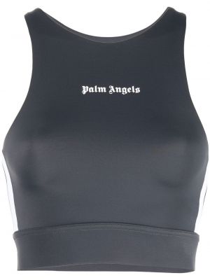 Trykt crop top Palm Angels grå