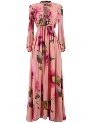 Hodvábne večerné šaty s potlačou Giambattista Valli ružová