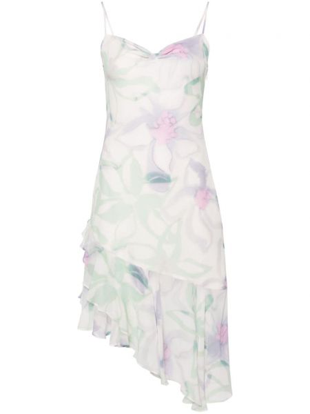 Asimetrična midi obleka s cvetličnim vzorcem s potiskom Claudie Pierlot bela
