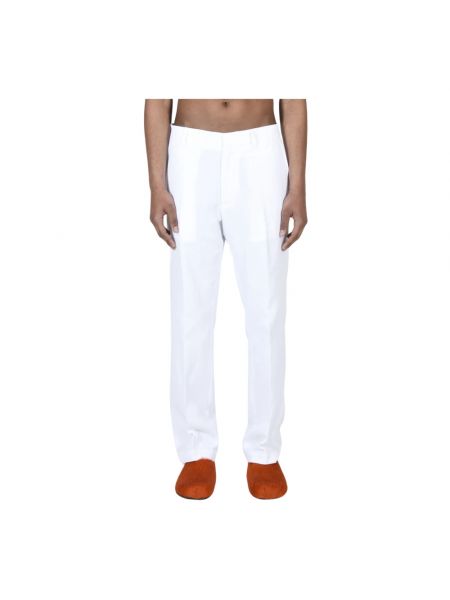 Lniane proste spodnie bawełniane casual Seafarer białe