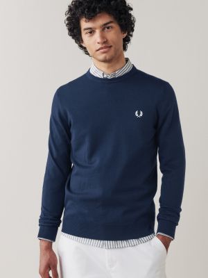 Классический свитер с круглым вырезом Fred Perry синий