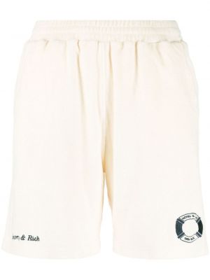 Shorts de sport brodeés en coton Sporty & Rich blanc