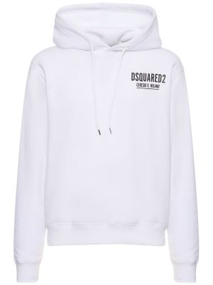 Hoodie i bomull med mönster i jersey Dsquared2 vit