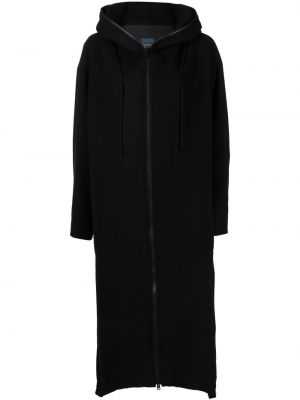 Палто с цип с качулка Yohji Yamamoto черно