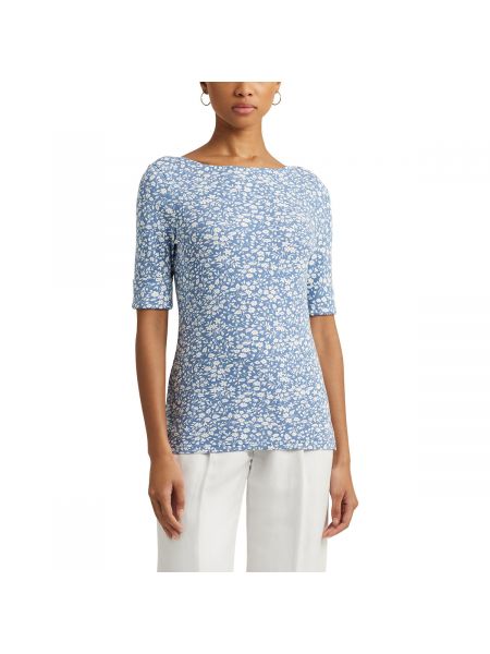 Camiseta de flores con estampado con escote barco Lauren Ralph Lauren azul