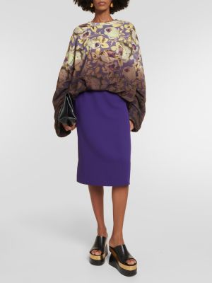 Bombažna jopa s cvetličnim vzorcem z draperijo Dries Van Noten vijolična