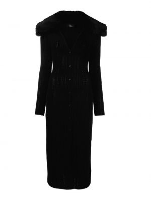 Pletené šaty s kožíškem Blumarine černé