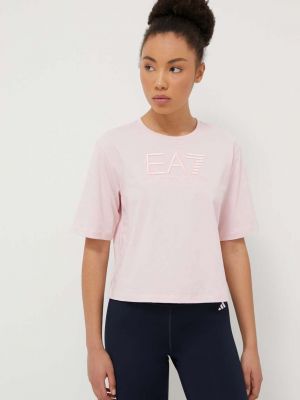 Pamučna majica Ea7 Emporio Armani ružičasta