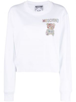 Bavlněná mikina s potiskem Moschino bílá