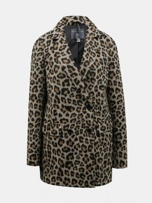 Зимно палто с принт с леопардов принт Dorothy Perkins кафяво