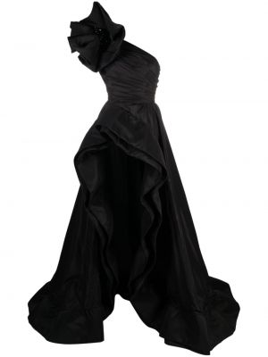 Krištáľové asymetrické večerné šaty Ana Radu čierna