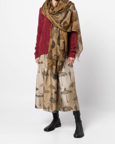 Bufanda de seda con estampado Uma Wang marrón