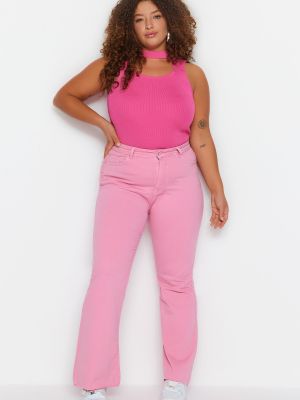 Slim fit kitsa lõikega teksapüksid Trendyol roosa