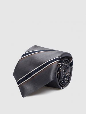 Шелковый галстук в полоску Brunello Cucinelli серый