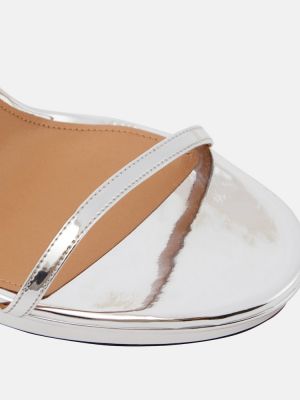 Sandale din piele cu platformă Aquazzura argintiu