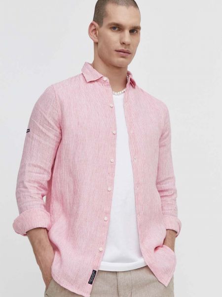 Lanena košulja Superdry ružičasta