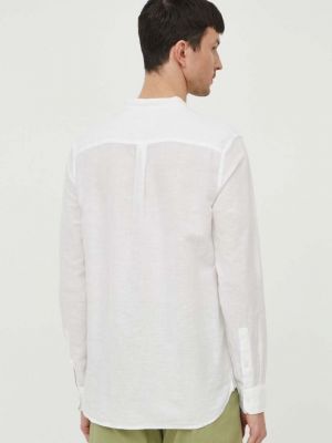 Lněná košile se stojáčkem Calvin Klein bílá