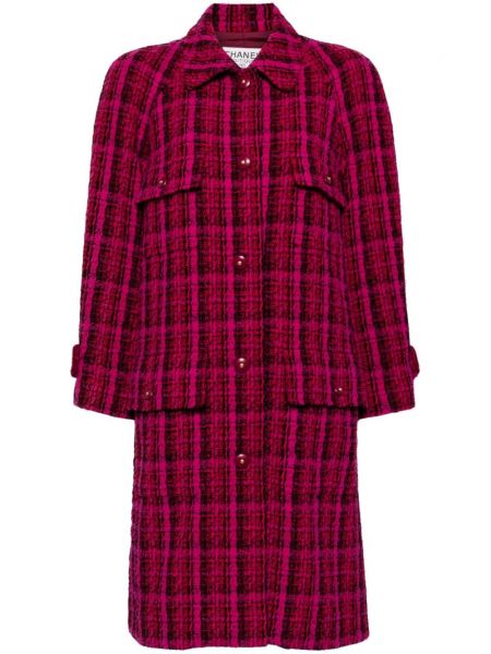 Καρό μακρύ παλτό tweed Chanel Pre-owned