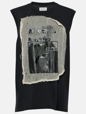 Kokvilnas t-krekls džersija Maison Margiela melns