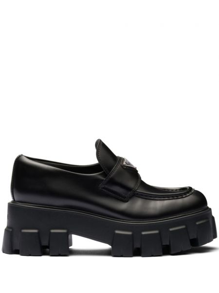 Læder loafers Prada sort