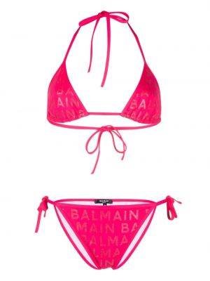 Bikini à imprimé Balmain rose