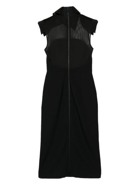Midi šaty se síťovinou Fendi Pre-owned černé