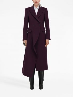 Asimetriškas vilnonis paltas Alexander Mcqueen violetinė