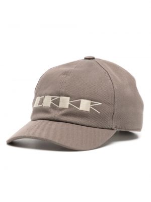 Haftowana czapka z daszkiem bawełniana Rick Owens Drkshdw brązowa