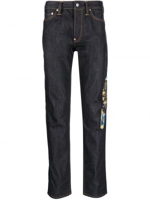 Skinny jeans mit stickerei Evisu blau
