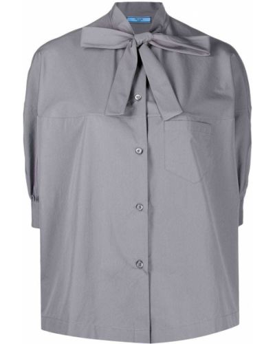 Camisa con lazo Prada gris