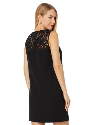 Кружевное платье с аппликацией из крепа Kate Spade New York черное
