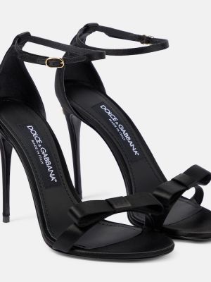 Saténové sandále s mašľou Dolce&gabbana čierna