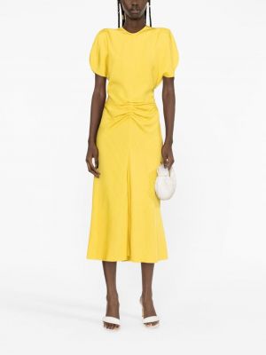 Sukienka midi Victoria Beckham żółta