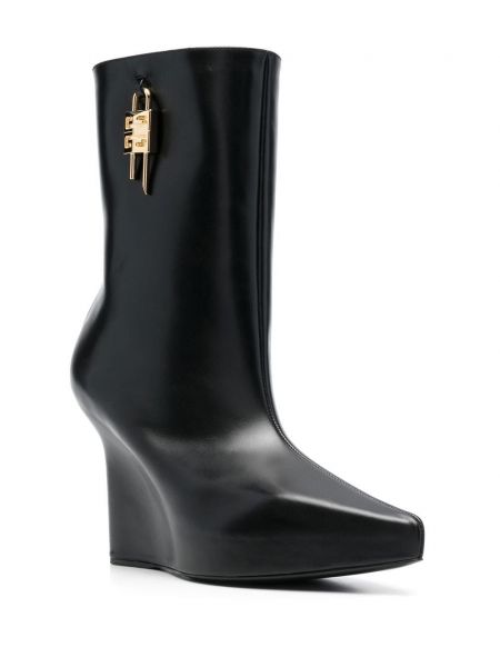 Kožené kotníkové boty na klínovém podpatku Givenchy černé