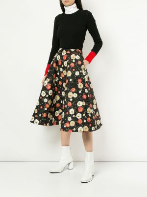Falda larga de flores con estampado acolchada Ck Calvin Klein negro