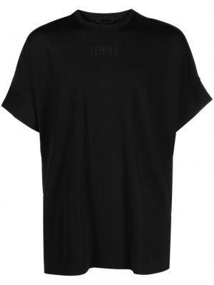 Majica z vezenjem z okroglim izrezom Templa črna