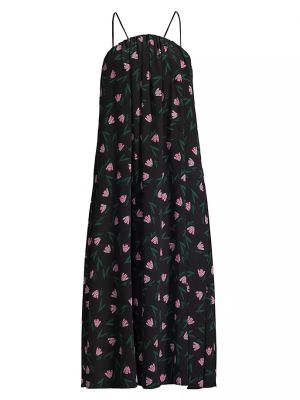 Платье миди в цветочек с принтом из джерси Emporio Armani черное