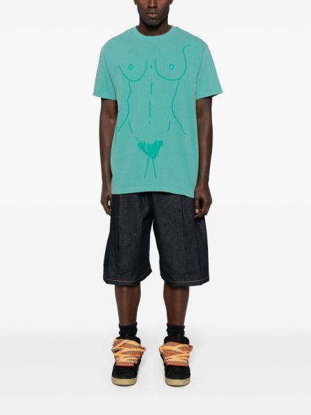 Raštuotas medvilninis marškinėliai Kidsuper žalia
