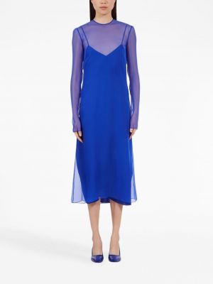 Hedvábné koktejlové šaty Ferragamo modré