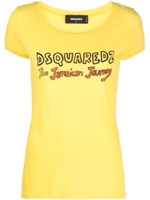 Памучна тениска с принт Dsquared2 жълто