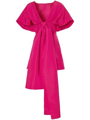 Hedvábné koktejlové šaty relaxed fit Carolina Herrera růžové