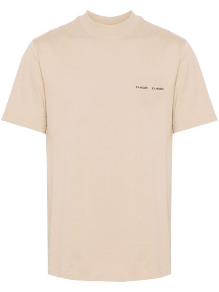 Medvilninis marškinėliai Samsøe Samsøe smėlinė