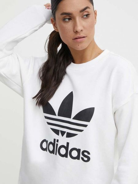 Długa bluza bawełniana Adidas Originals biała