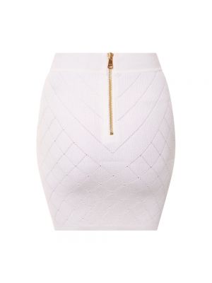 Mini falda de punto con estampado de rombos Balmain blanco