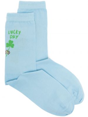Pletené ponožky s potlačou Mira Mikati modrá