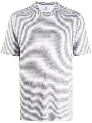 Camiseta a rayas con estampado Brunello Cucinelli gris
